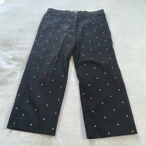 HBA ~ Polka Dot Cropped Pants - Black with Multicolor Dots~ Size 8 ~‎ Casual